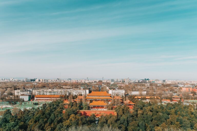 Forbidden City and Beijing skyline, China