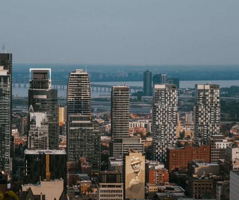 Montreal skyline with Jacques Cartier Bridge, Canada