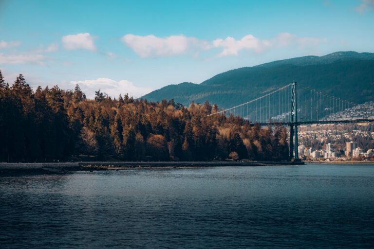 Vancouver skyline with Lions Gate Bridge, Canada